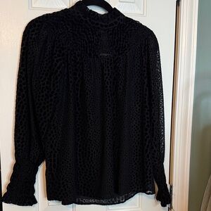 Jade Smoked Yoke Blouse, Black Netty, velvet animal print